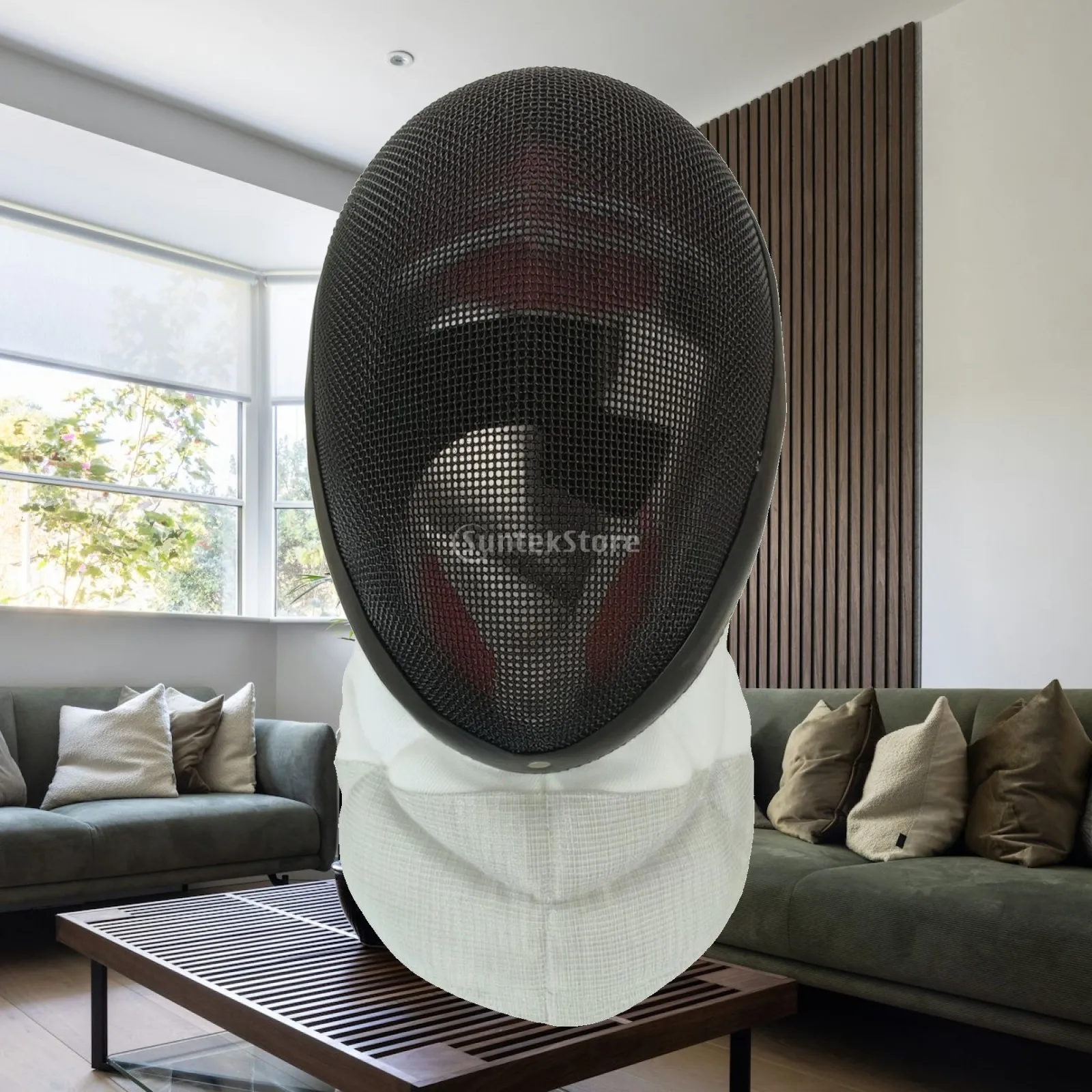 Breathable Fencing Face Mask with Bib and Side Attachments for Head Protection