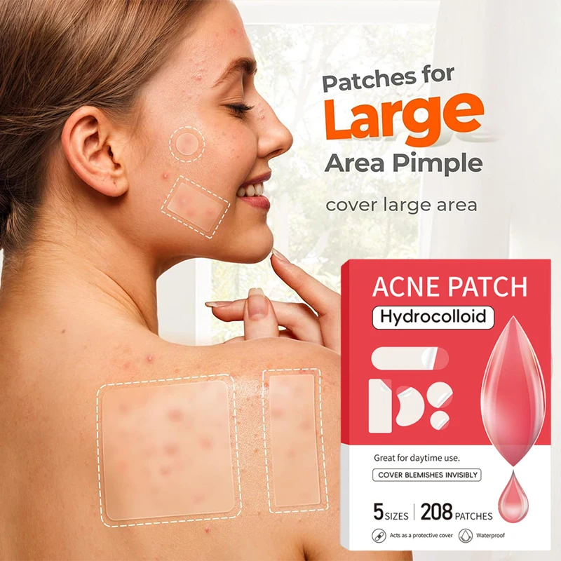 208 Adesivos Invisíveis de Hidrocoloide para Acne, Impermeáveis e Respiráveis, para Cuidados com a Pele, Adesivos Faciais para Espinhas e Manchas