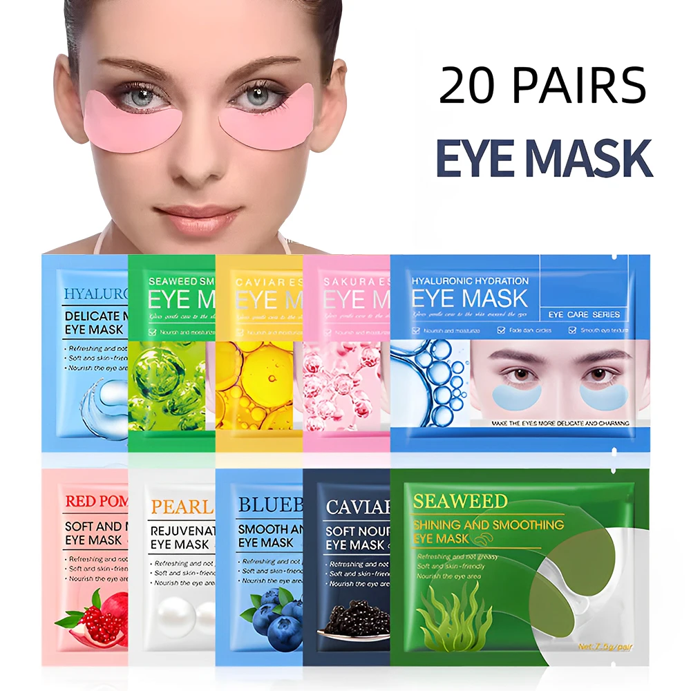 

20 Pairs Collagen Under Eye Patches Moisturizing Dark Circles Eyes Care Masks Puffy Eyes