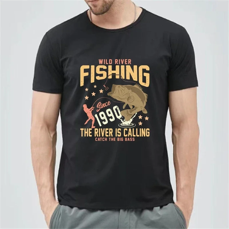 Fishing Makes Me Happy T-shirt River Fishing T-shirt The River Is Calling Catch The Big Bass 1990 Popular Shirts