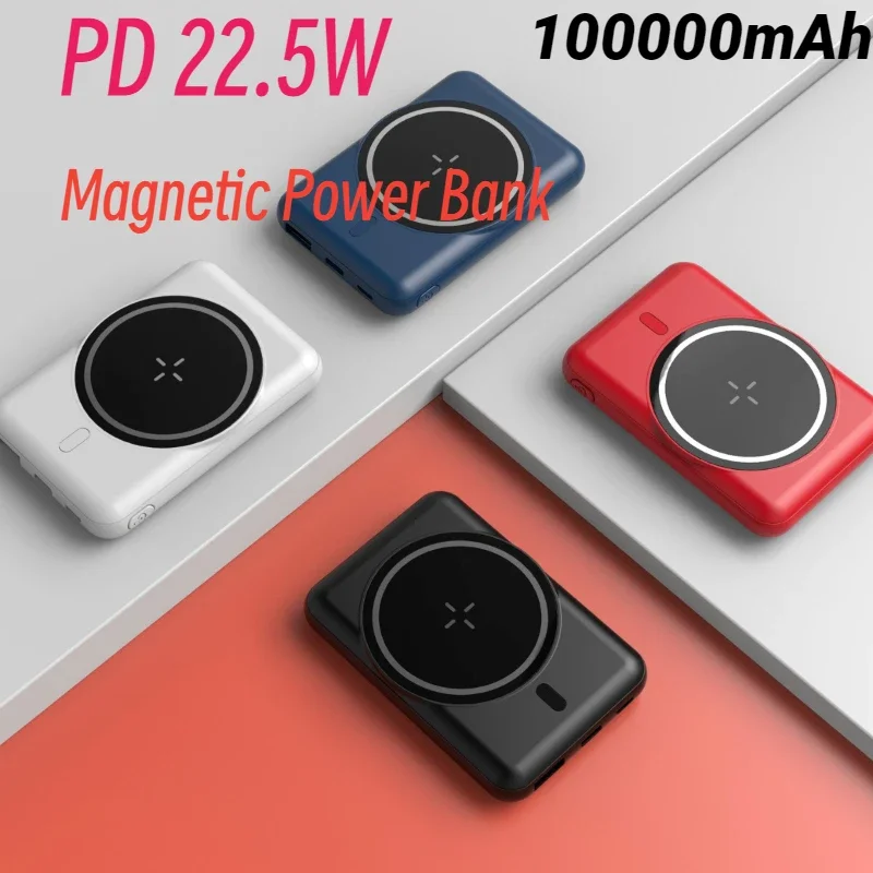 

2024 New Magnetic Ultra-thin 100000mAh External Battery Charger Cases Power Bank Fast Charging for iPhone Samsung Huawei Xiaomi