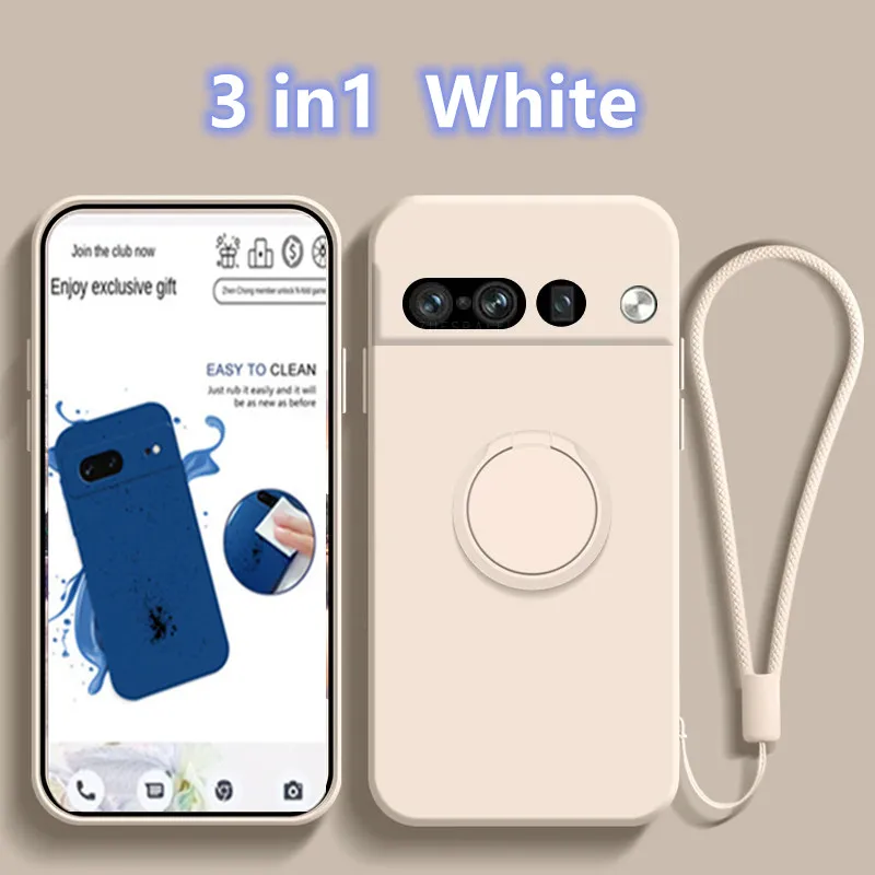 Dla google pixel 8a 6pro 7 etui magnetyczne uchwyt pierścieniowy płynny silikon funda dla googge pixel7 pixel 6a 8pro 7a 8 protector cove