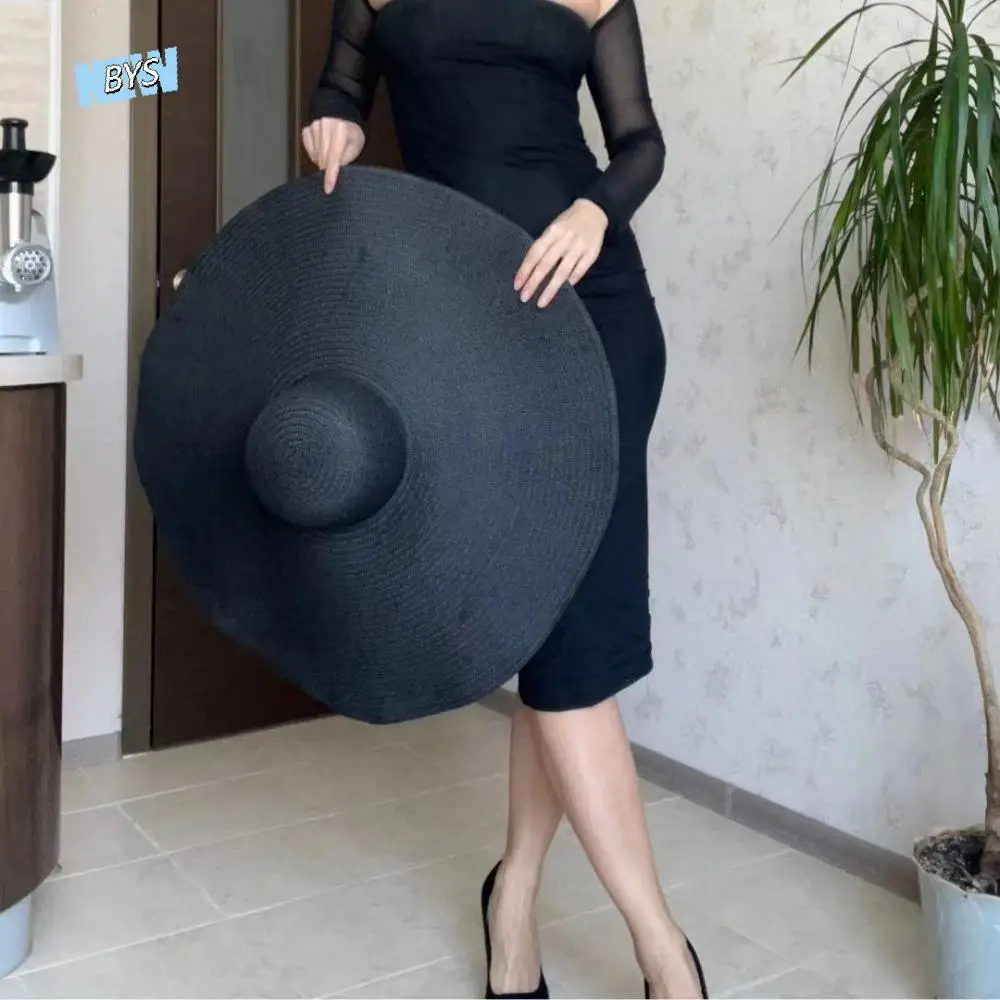 Sunscreen 70cm Wide Brim Sun Hat Boho Style Fashion Diameter Large Straw Hat UV Protection Casual Summer Beach Sun Hat Outdoor