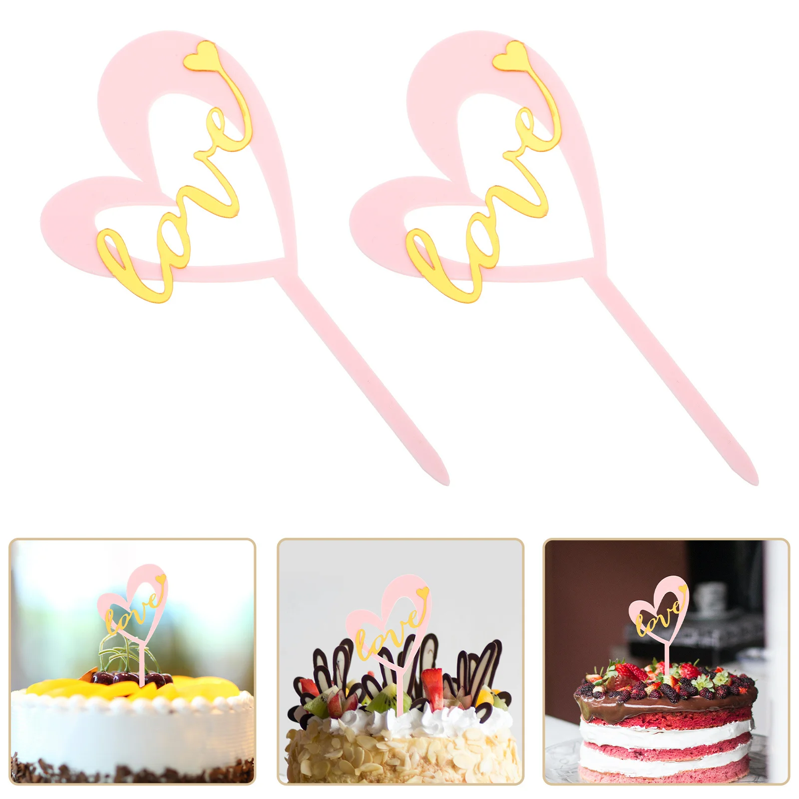 

12Pcs Valentines Cake Toppers Heart Design Hollow Romantic Picks Wedding Party Cupcake Decoration Dessert
