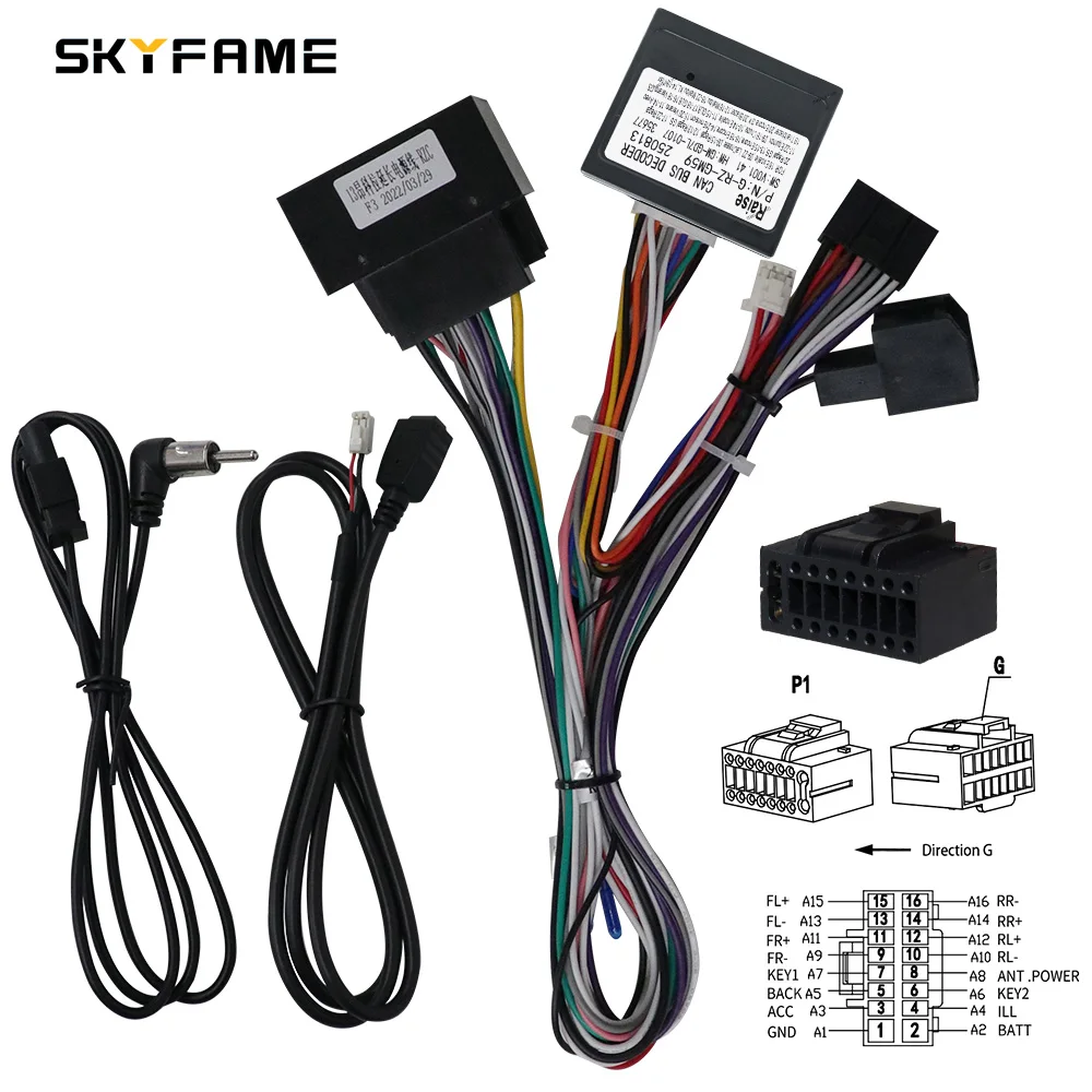 

SKYFAME Car 16pin Wiring Harness Adapter Decode Android Radio Power Cabler For Buick Encore GL8 RZ-GM09 G-RZ-GM59