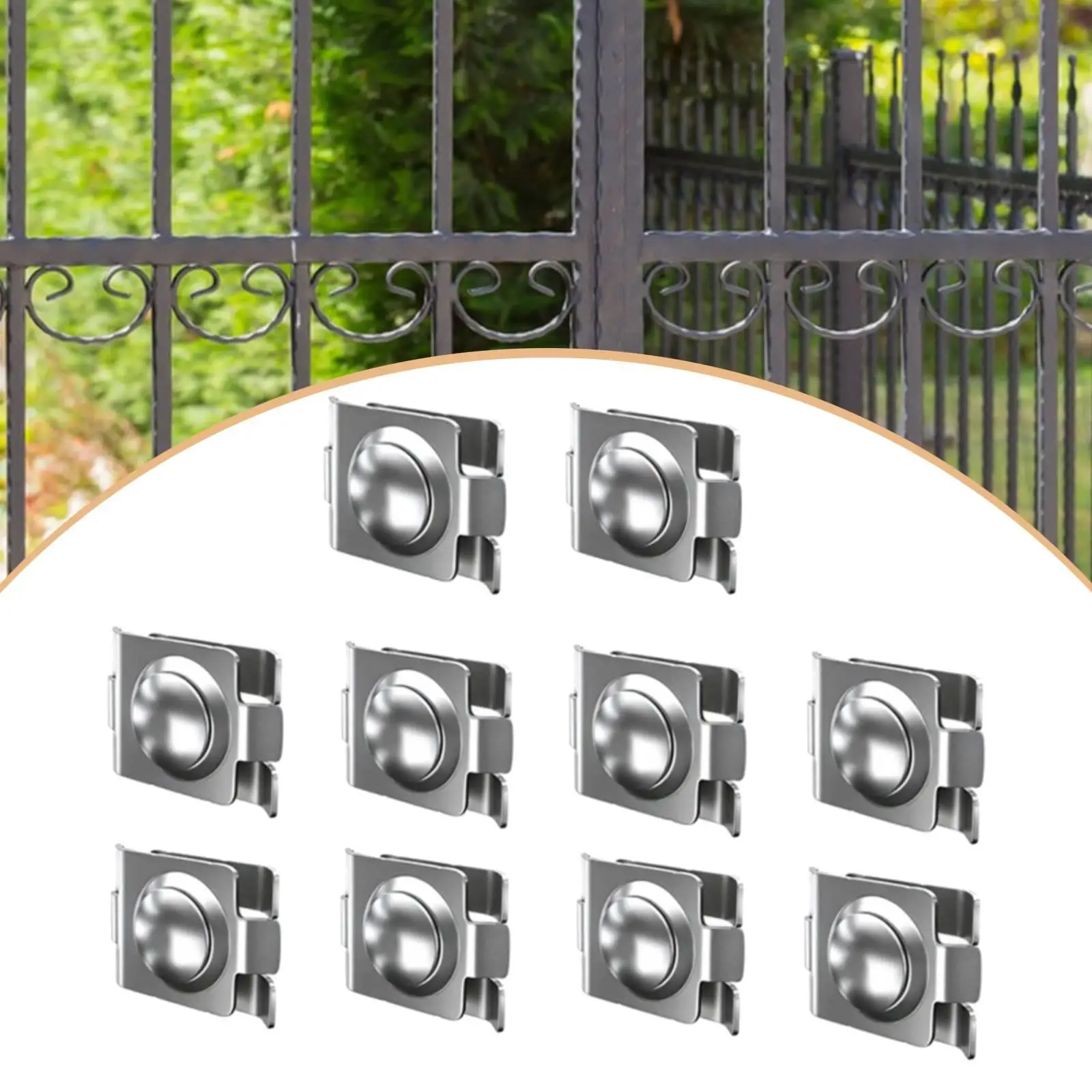 10x Rustproof Fence for Longitudinal Mounting for Outdoor Use, Garden Fastening, Stainless Steel Wire Clamps