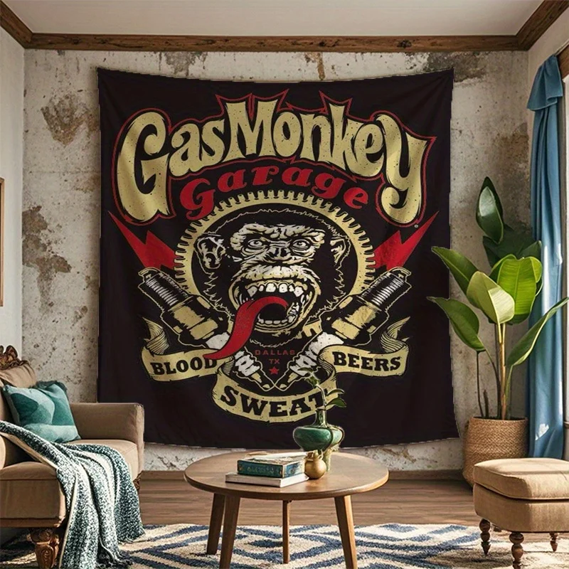 VIKAMA Wandteppich im amerikanischen Vintage-Garagenstil, Neon-Farbverlaufsschrift, Industrie-Stil, Wohnzimmer-Thema, Bar, Raumdekoration