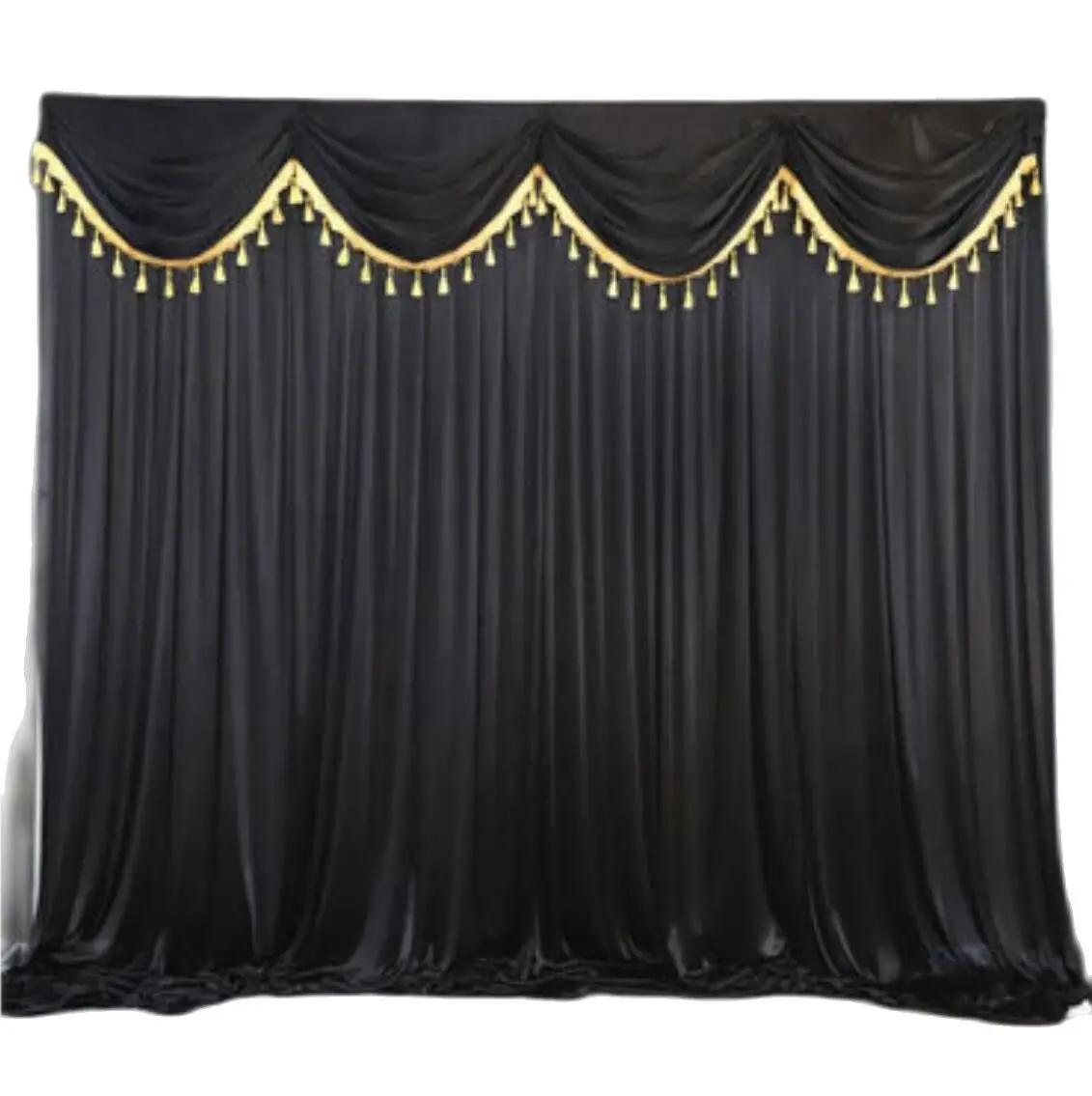 Black Curtain Wedding Background Curtain Swag Party Valance Stage Background Decor Drapery