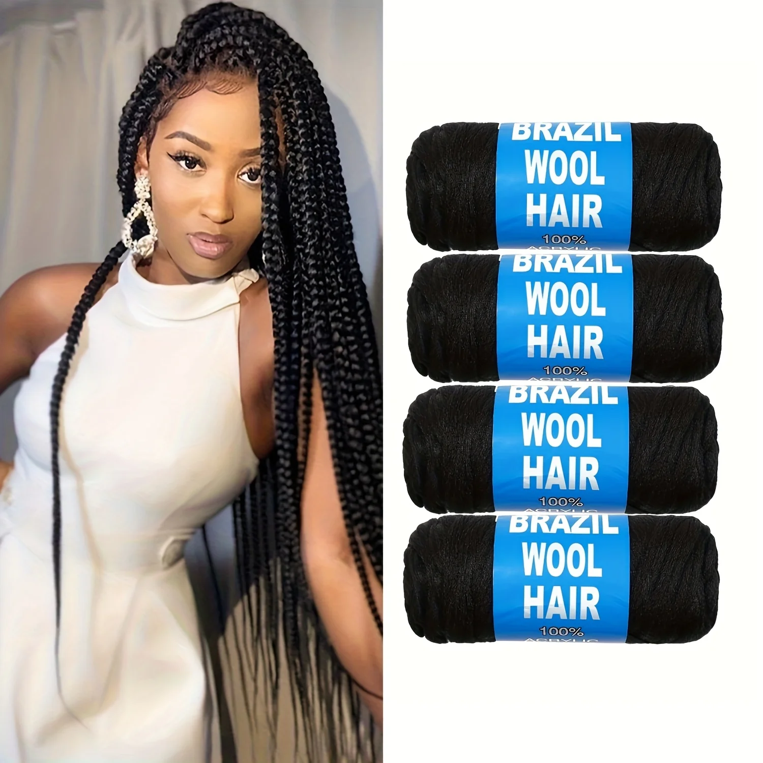 

1/3/9 PackБразильская шерстяная акриловая пряжа для волос, большая коса, Сенегал, твист, синтетическая пленка