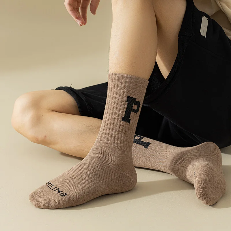 

Thick Socks for Winter Sports Socks Non Slip Stockings Cozy Thermal Stockings for Men Letter Printing Couple Socks