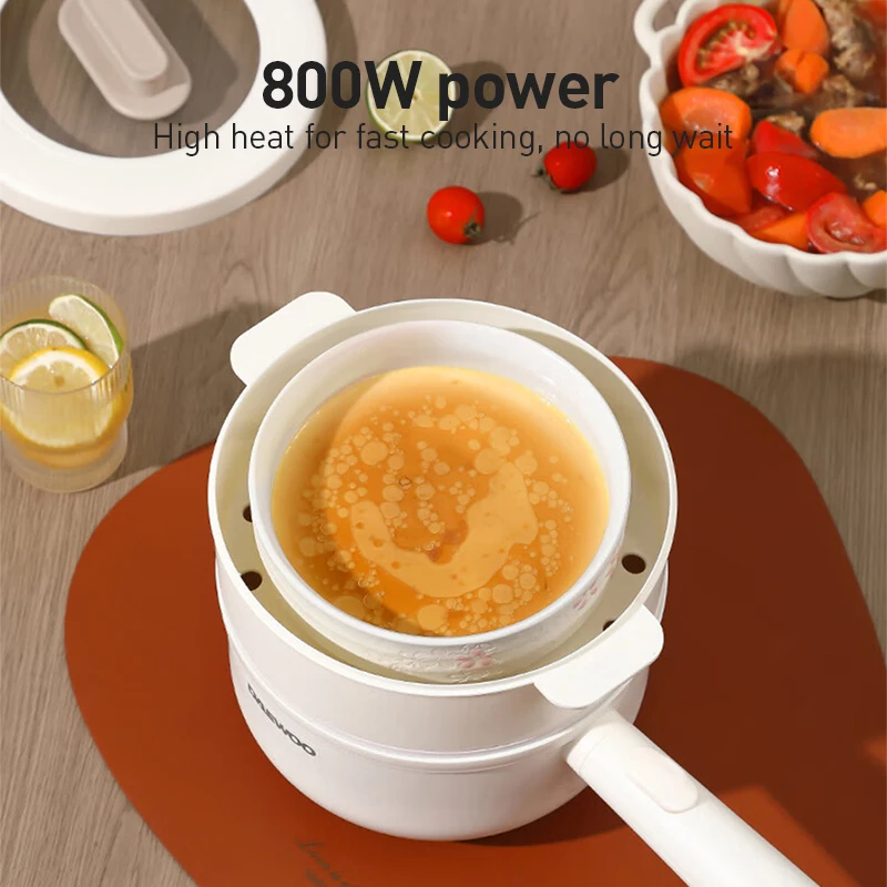 DAEWOO 2L Mini Electric Hot Pot Non-Stick Ceramic Pot 2 Heat Levels Multifunctional Cooker view 3