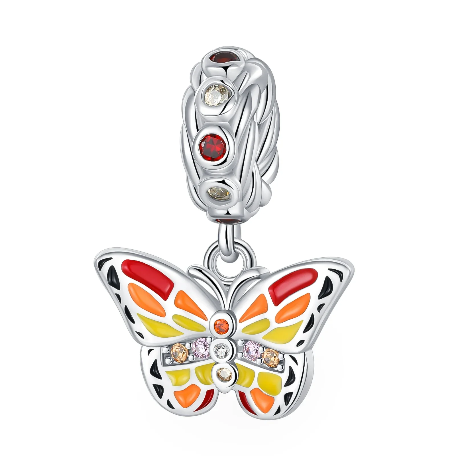 

925 Sterling Silver Boutique Colored Butterfly Charms Fit Original Pandora Bracelet Charm Beads Necklace Diy Women Jewelry
