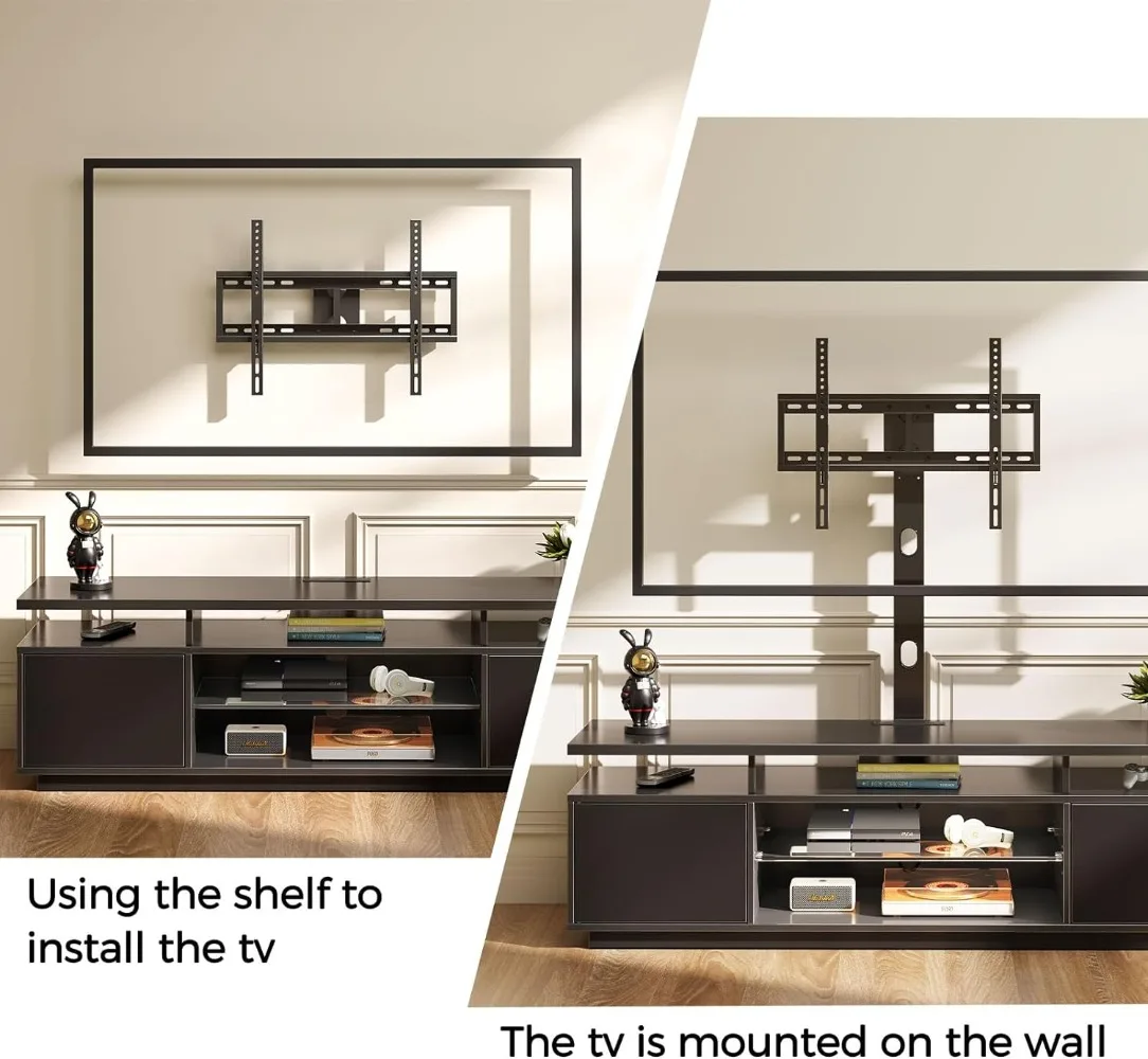 Rolanstar Tv Standaard Met Mount En Stopcontact 51.2 ", Swivel Tv Stand Mount Voor 32/45/55/60/65/70 Inch Tvs