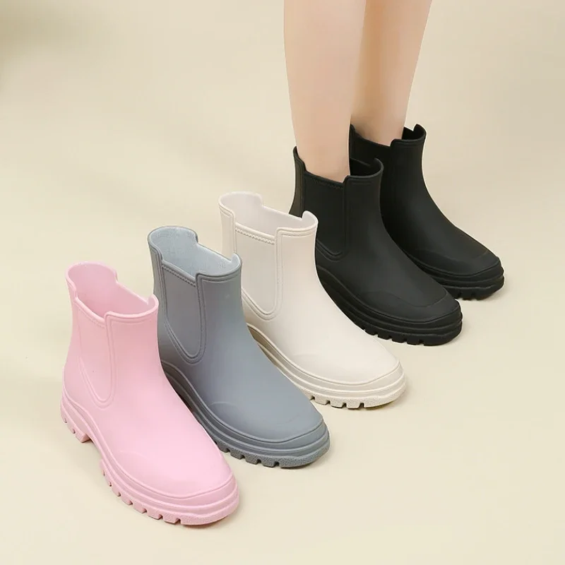 Bottes de pluie en caoutchouc imperméables pour femmes, chaussures de sécurité pour le travail, confortables, coordonnantes, cuisine, jardin, galoches, mode