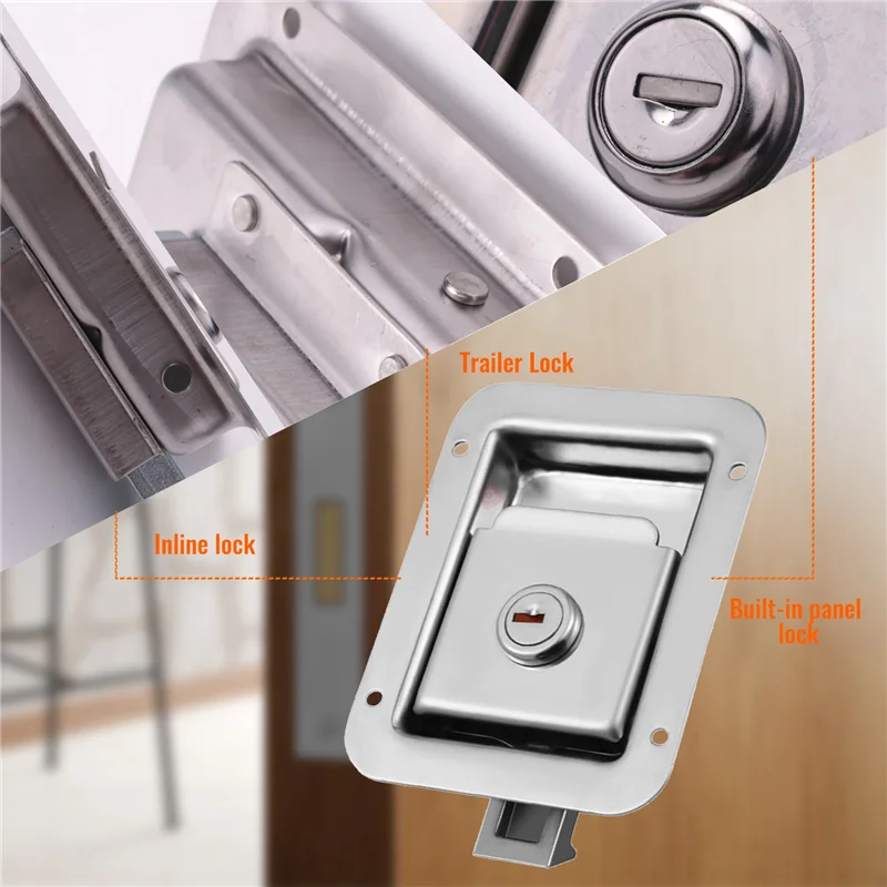 A45F-Patch Slam a paletta con serratura e chiave Serratura per rimorchio da viaggio Chiusura per porta per camper in acciaio inossidabile Chiusura con maniglia per montaggio a incasso per carichi pesanti
