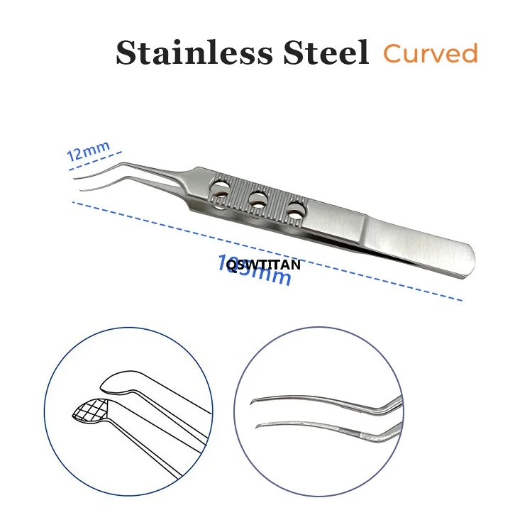 Kleszcze do kapsuloreksji QSWTITAN, stal nierdzewna, łukowe, dwuścienny, tytanowe, okulistyczne, instrumenty chirurgiczne.