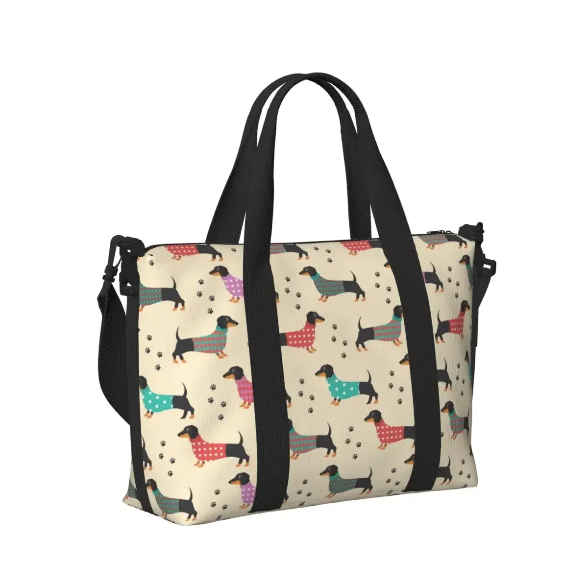 Dachshund Beach Travel Bag Large Capacity Tote Bags for Gym Sport Women Shopping Duffle Shoulder Bag