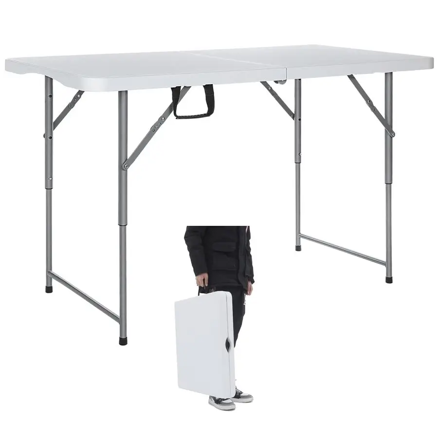 

Table 4 Foot Heavy Duty Plastic Utility Table Portable Thick Table Top Indoor Outdoor Adjustable Height with HandleTable,Sewing