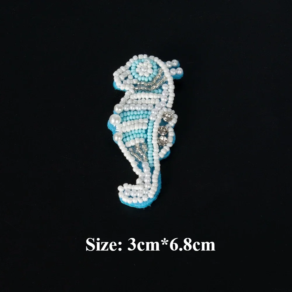 الفرنسية الثقيلة اليدوية حبة التطريز السلاحف البحرية نجمة البحر قنديل البحر الماس القماش ملصق فرس البحر التصحيح ثقب الملابس Accessori #1