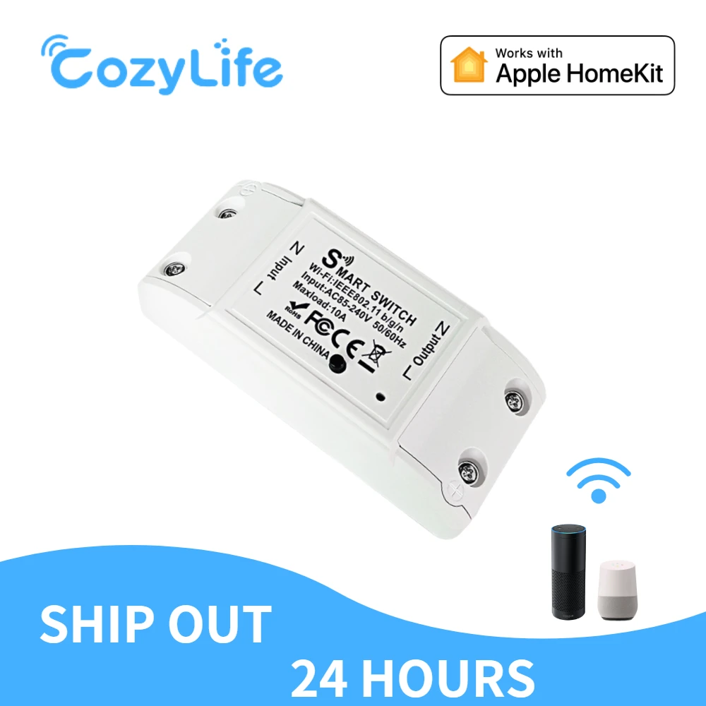 

CozyLife HomeKit 10A Smart Breaker WiFi DIY Light Switch Neutral Wire Required APP Remote Control Voice Control Via Alexa Siri