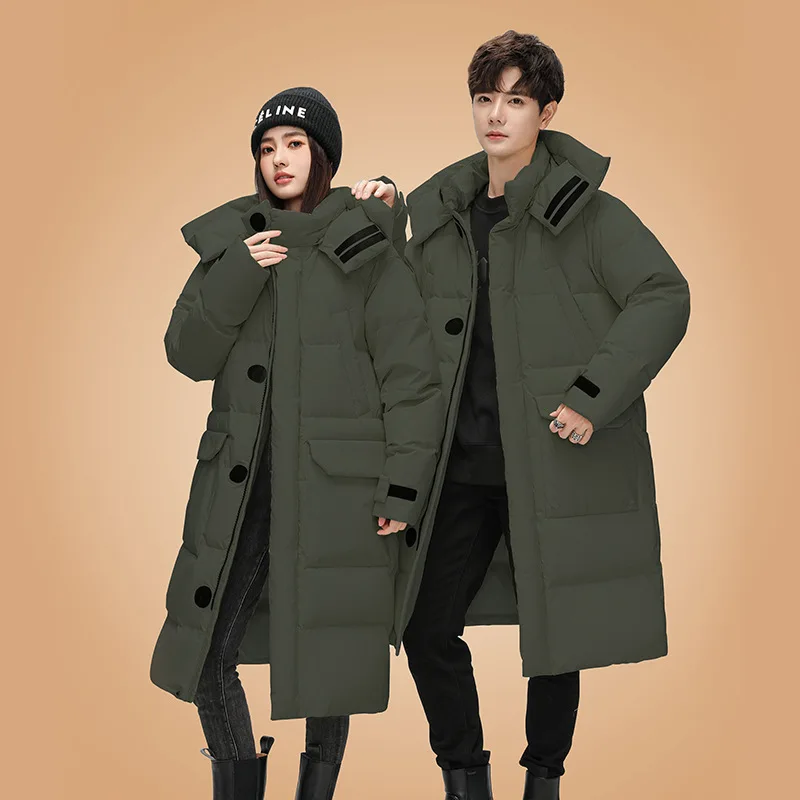 Giacca lunga invernale da uomo in piuma d'anatra da 500 g - Adatta per -30 ° C, Parka Giacca a vento da uomo, Cappotto da neve imbottito da donna