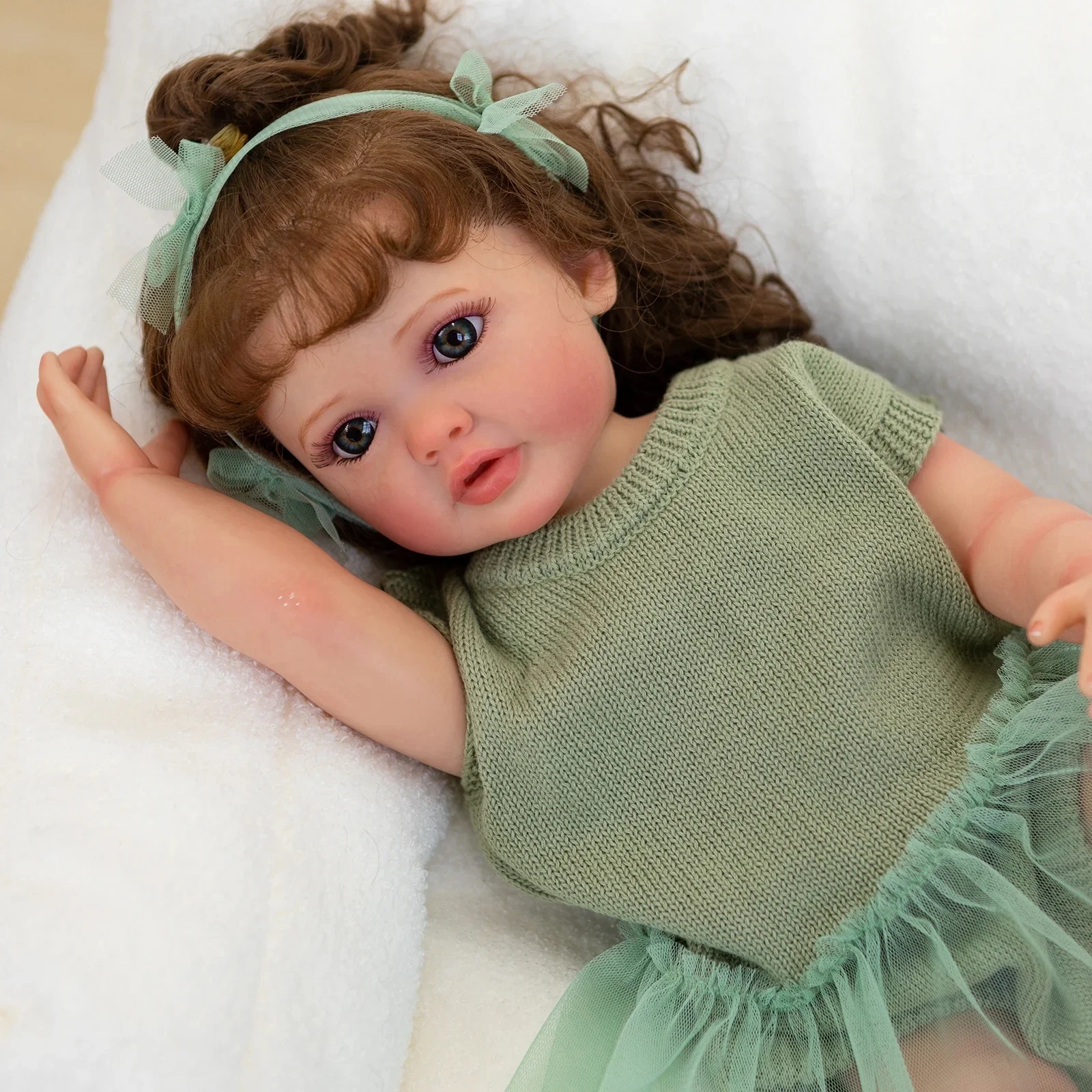 55CM Betty Reborn Doll Full Body Soft Silicone Toddler Girl 3D Skin Visible Veins Hand Rooted Hair Gifts For Children