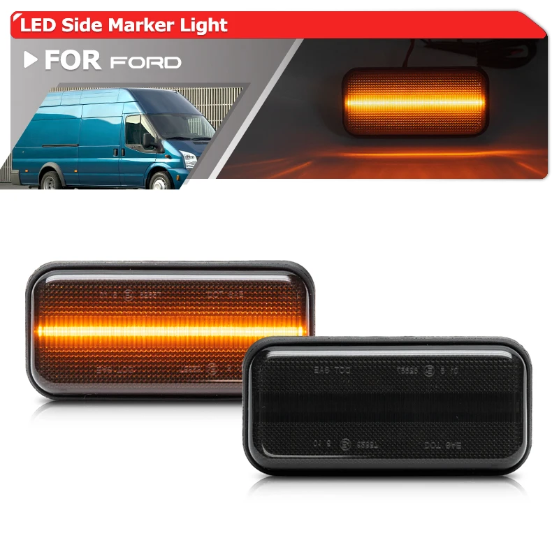 2x Smoked Amber Car Led Side Marker Lights For Transit MK6 MK7 2000-2014 OEM: 1671689 1136137