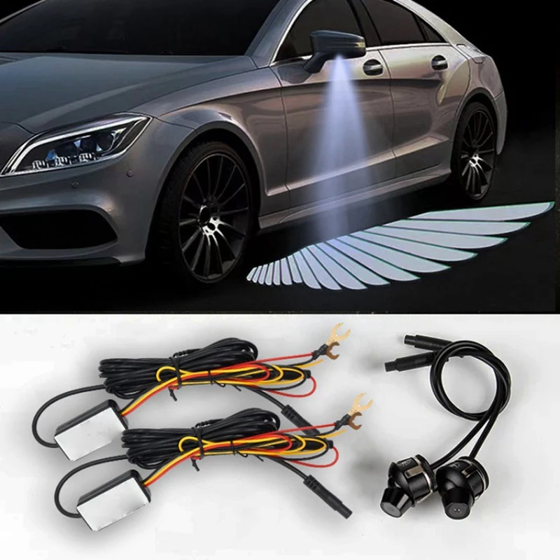 Top!-Car LED Decorative Lights Welcome Lights Angel Wing Ambient Lights Wing Lights For Car General Lights Rearview Mirrors