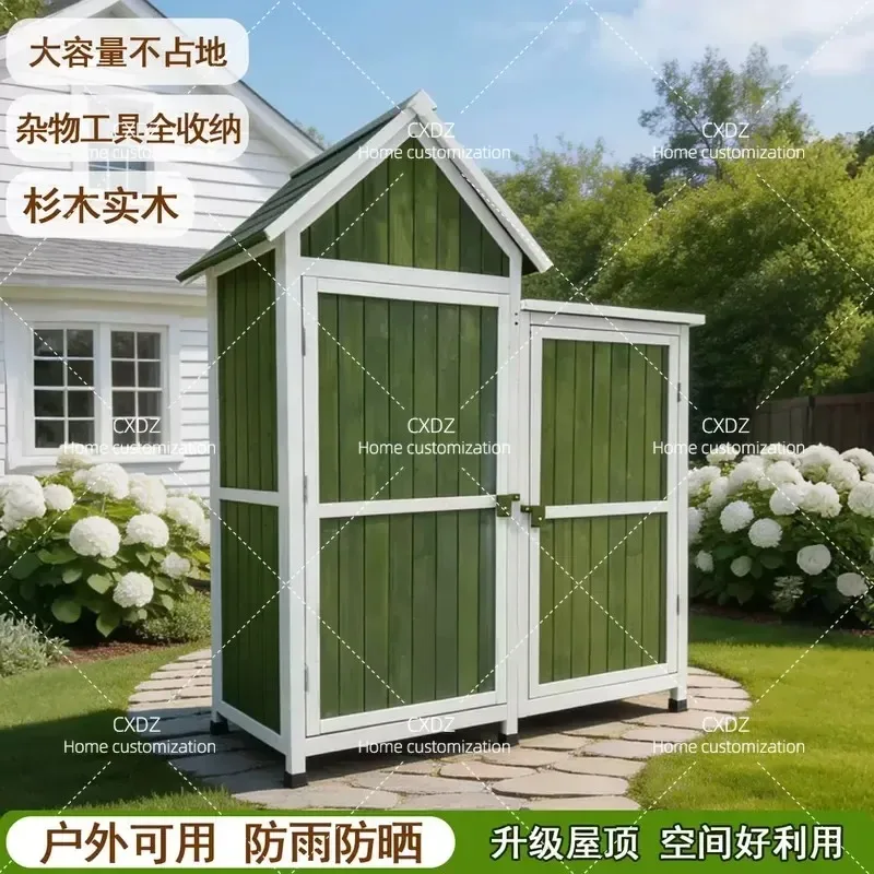 Outdoor Courtyard Storage Cabinet Waterproof Anti Corrosion Utility Locker for Villa Garden Patio Tool Shed Organization Box