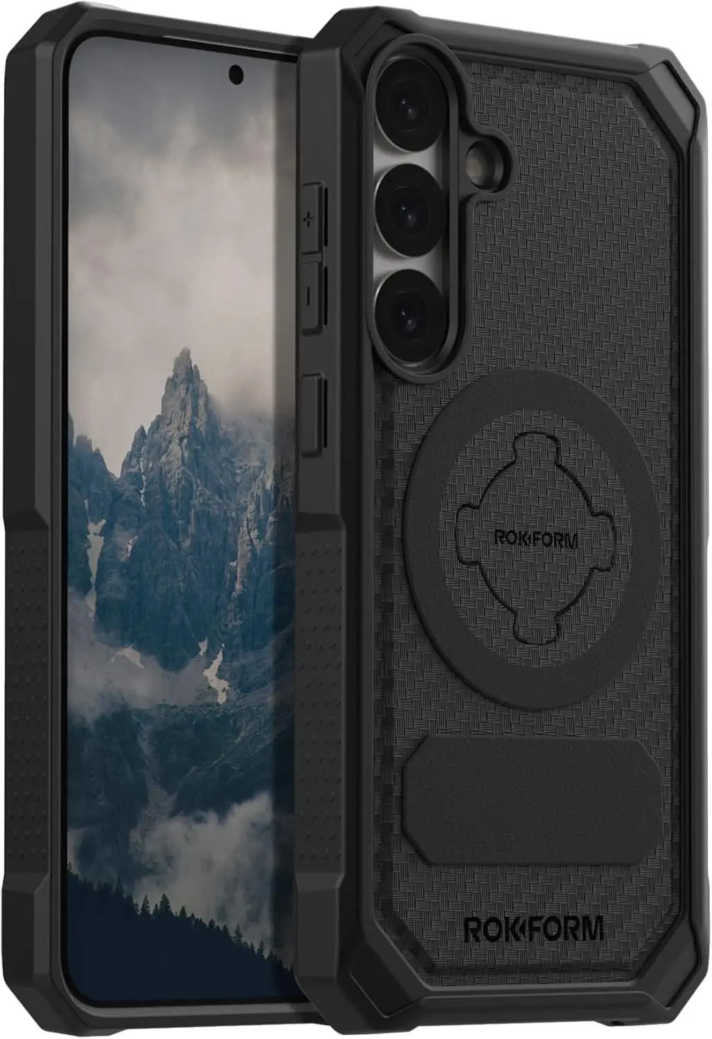 

Magnetic Rugged Case for Galaxy S25 Plus, Twist Lock Mount, Drop Tested Armor (Black)