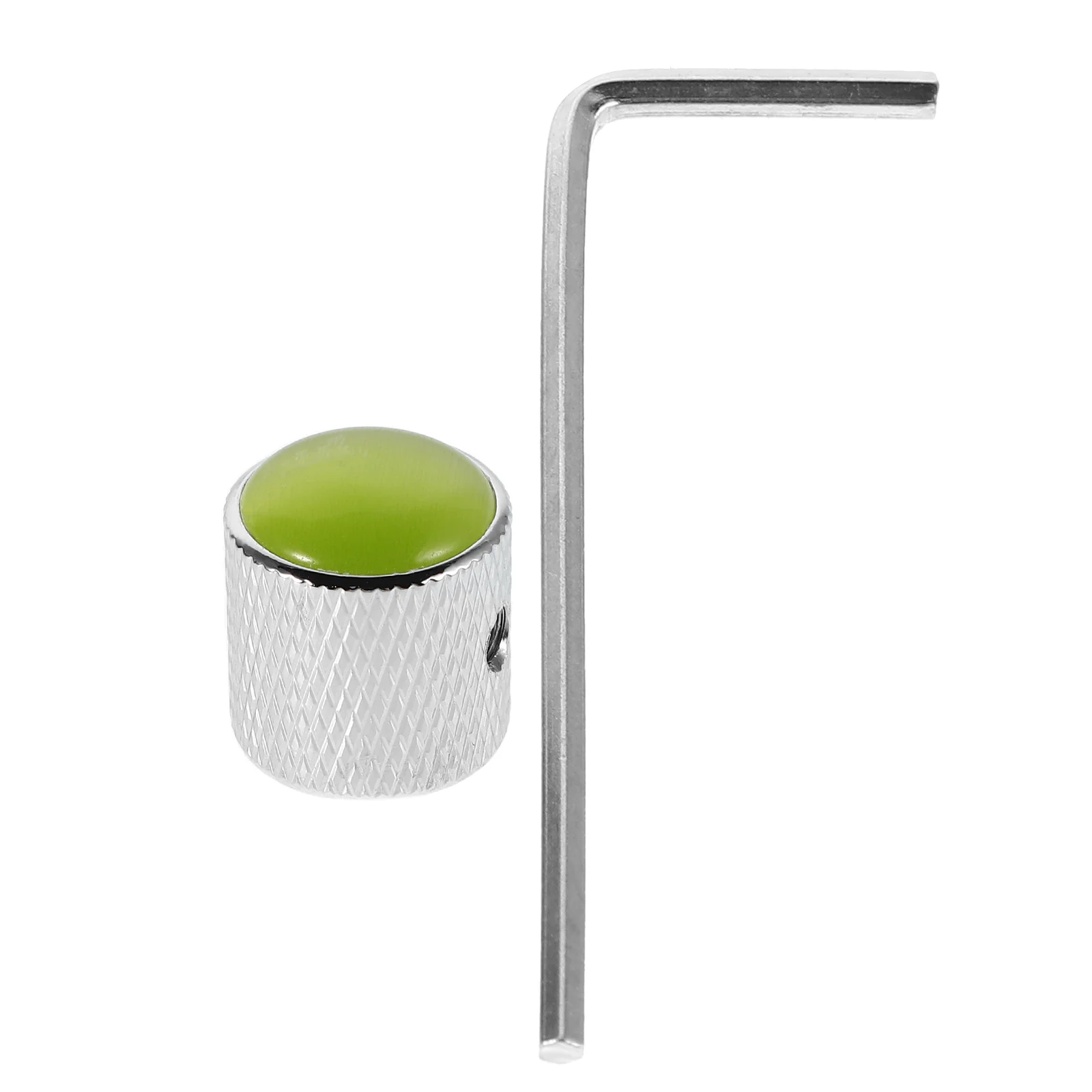 

Green Cat's Eye Stone Electric Guitar Knob Silver Metal Round Volume Tone Adjustable Replacement Bass Potentiometer Cap