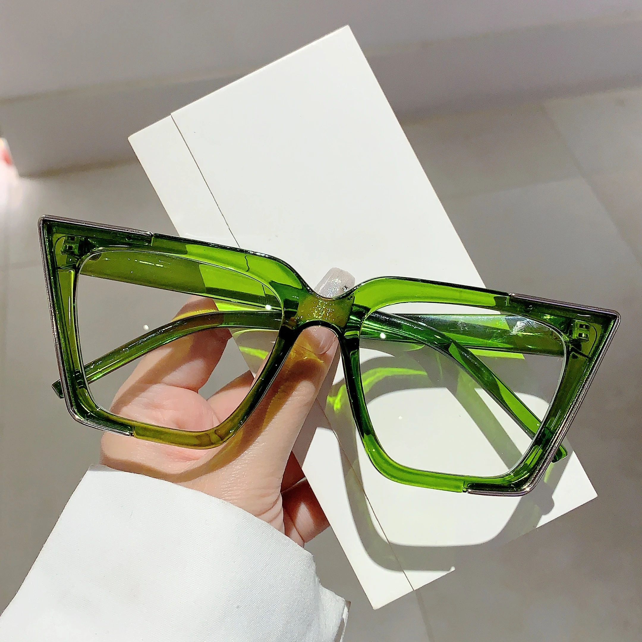 KAMMPT Oversized Vintage Glasses Women Fashion Cat Eye Blue Light Blocking  Eyewear Chic Candy Color Non-prescription Eyeglasses