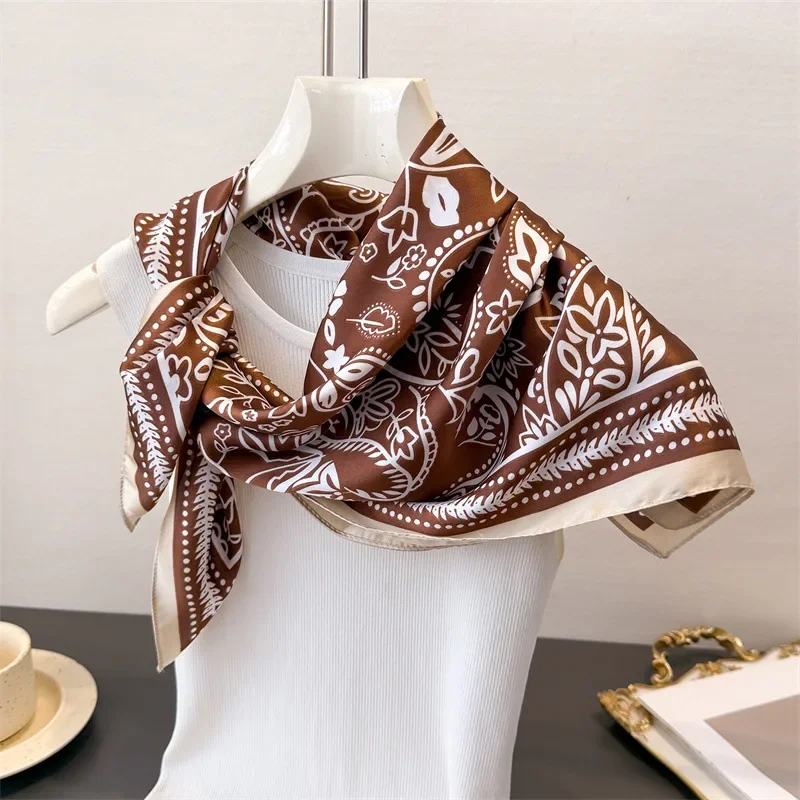 

2026 Luxury Square Silk Scarf Women Hijab Hair Band Neckerchief Female Satin Shawl Ribbon Headband Fashion Wrap Bandana Echarpe