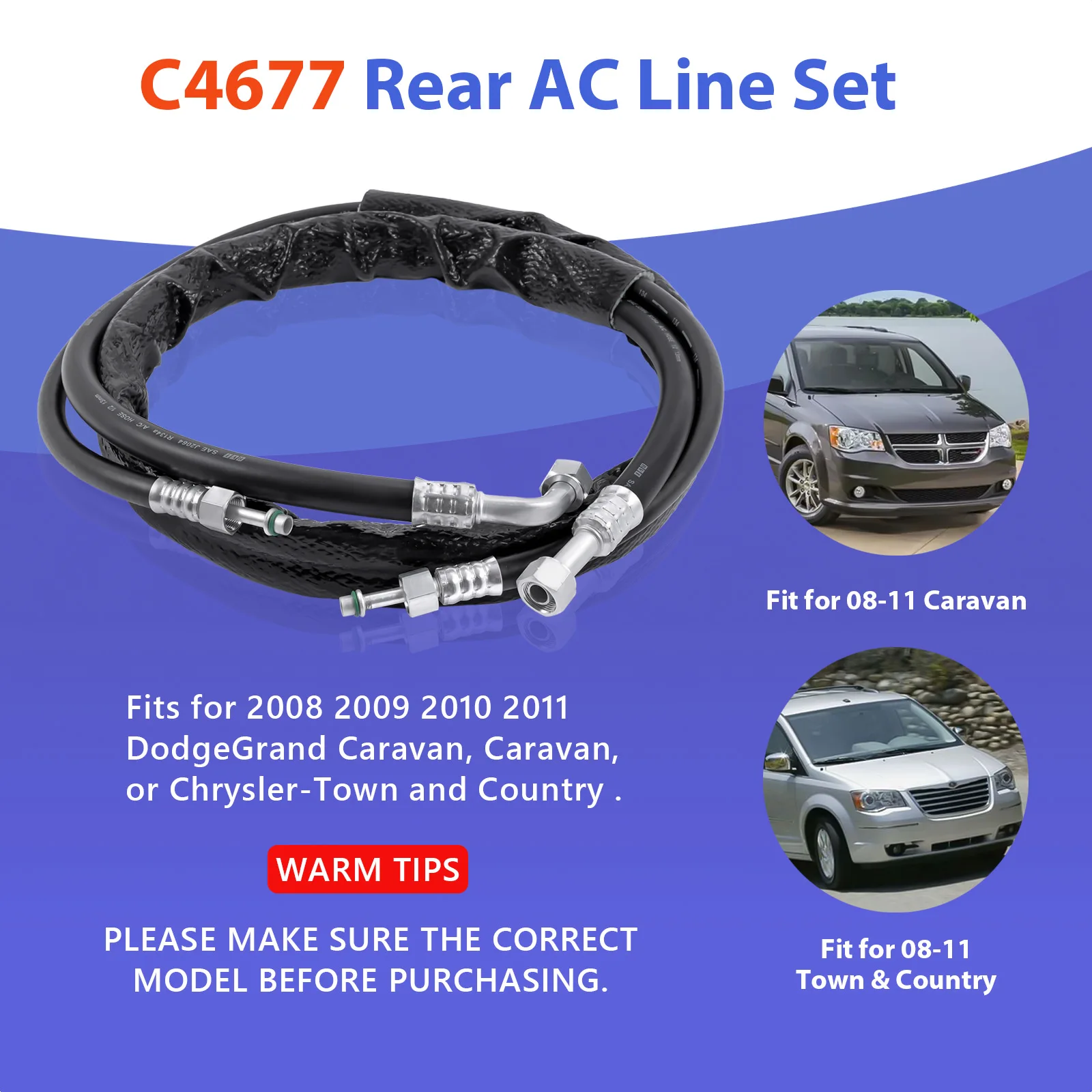 C4677 Rear Aux AC Lines Replacement for Caravan & Town and Country 2008-2011