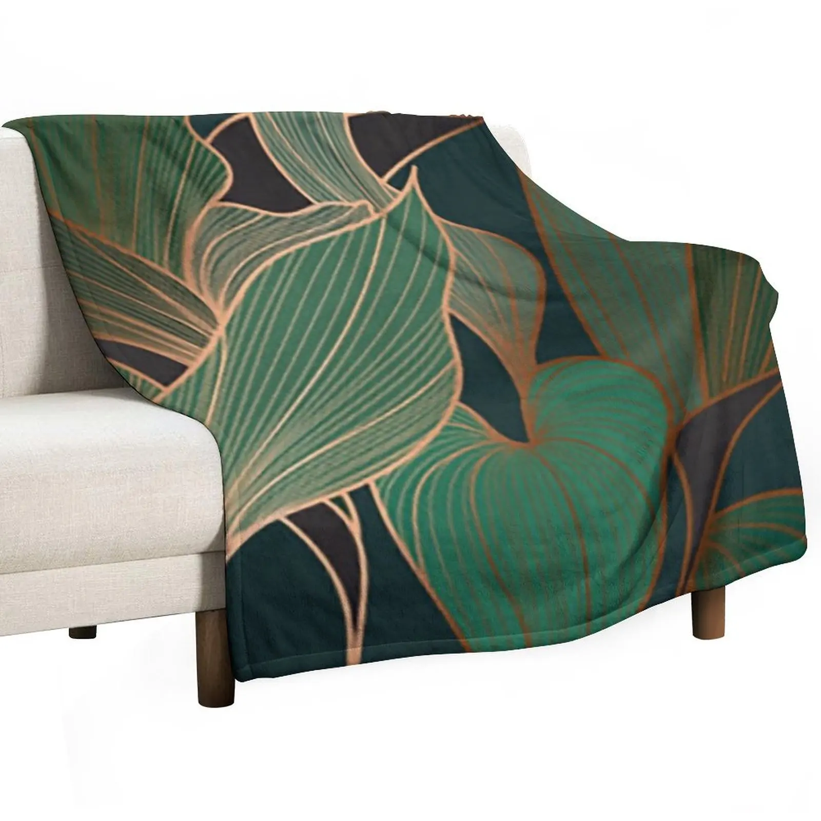 

Art deco leaves Throw Blanket for sofa Furry Luxury St For Baby Blankets