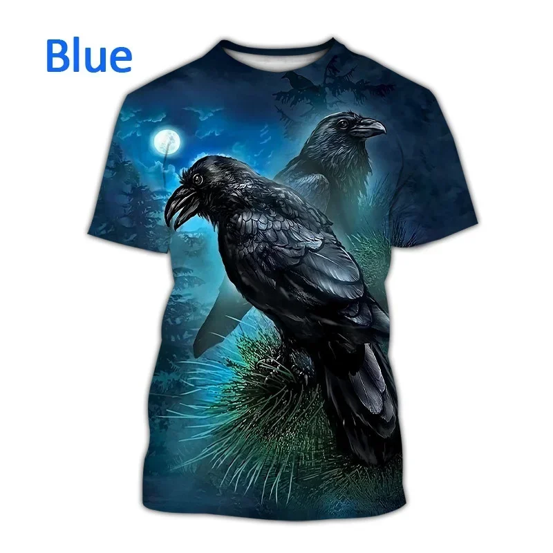 Crow Unisex 3D Printed T-shirt, Unisex Version of Harajuku Comics, Carved Animal, Frosted