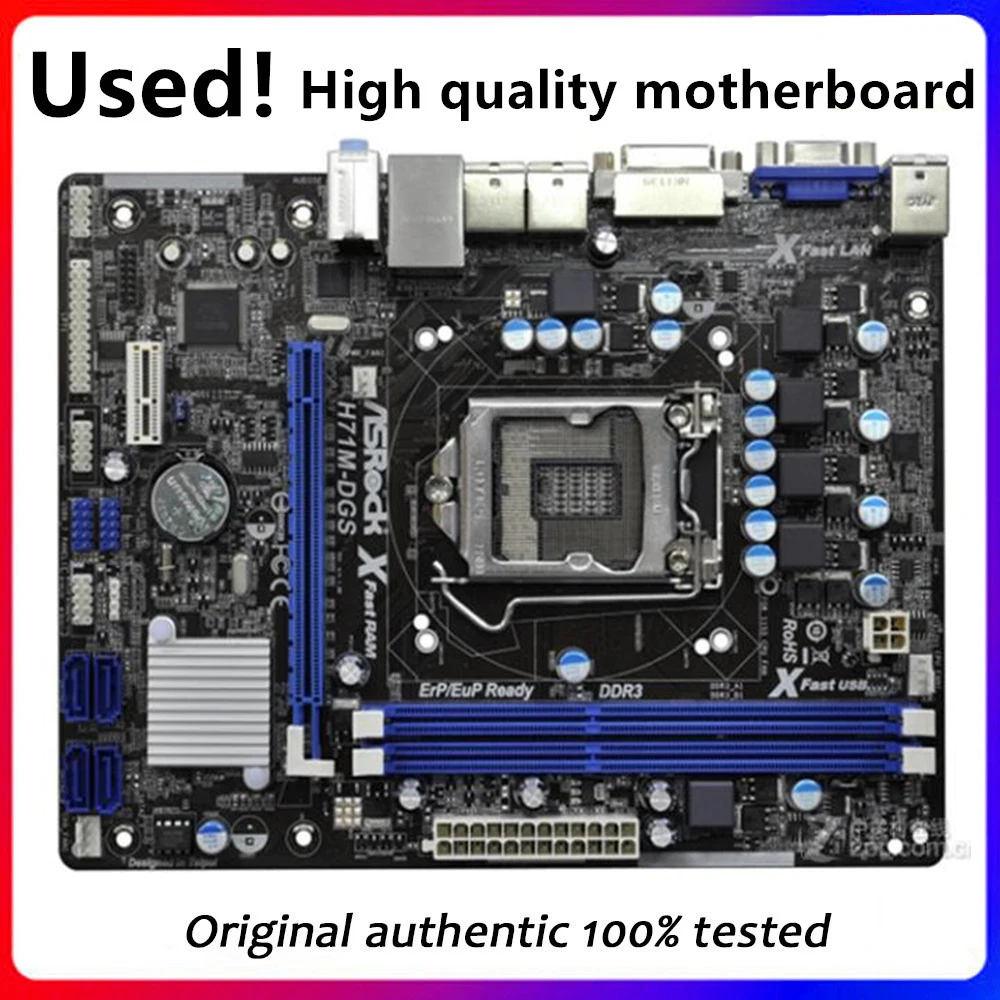 

For ASRock H71M-DGS Desktop Computer Motherboard LGA 1155 DDR3 For Intel H61 LGA1155 Desktop Mainboard SATA II Used