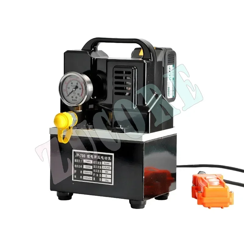 

JP-700 Перезаряжаемый гидравлический электрический насос Портативный электромагнитный клапан с литиевой батареей Масляный насос Портативная гидравлическая насосная станция 18 В