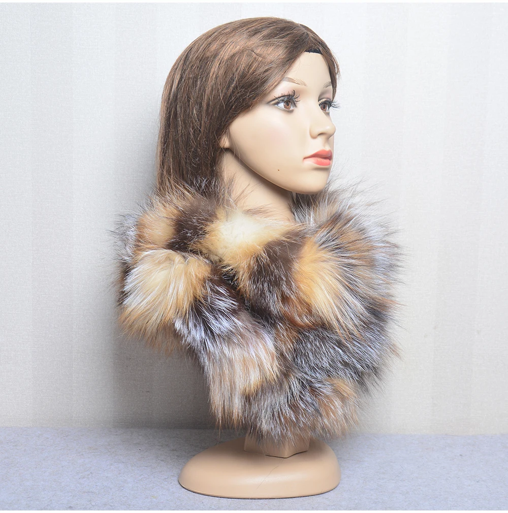 Luxury Women Winter Real Fur Scarf Warm Fox Fur Headband Ring Natural Fox Fur Scarves Fashion Lady Natural Fur Mufflers