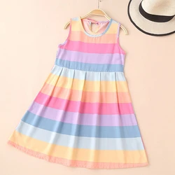 Girls Summer Dress New Children's Rainbow Print Princess Party Dress Sweet Wedding Children's dress Fashion casual dress