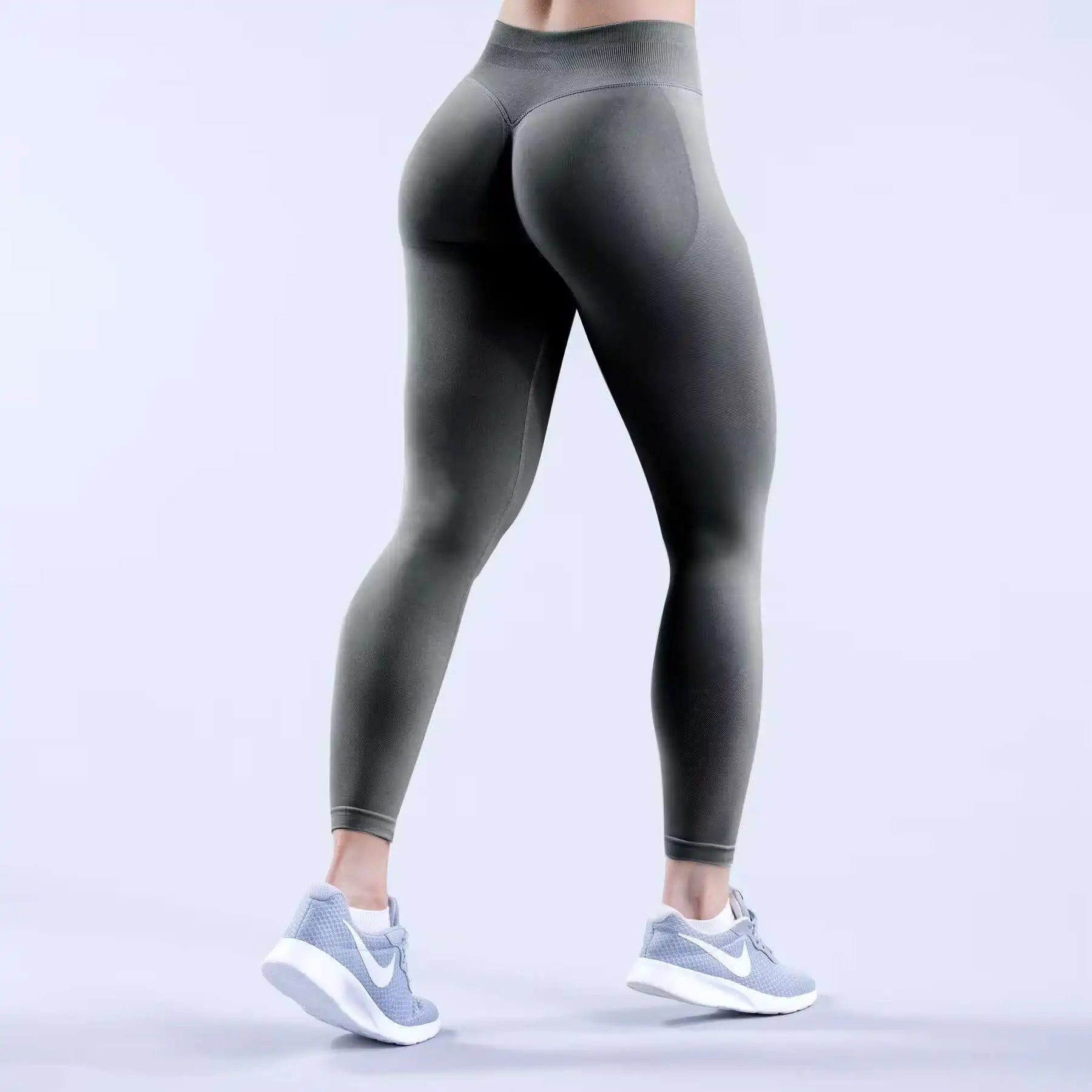 Impact Leggings Women Low Ribbed Band Scrunch Bum Seamless Yoga Pants Gym Leggings Fitness Sweat Wicking Stretch Workout Tights