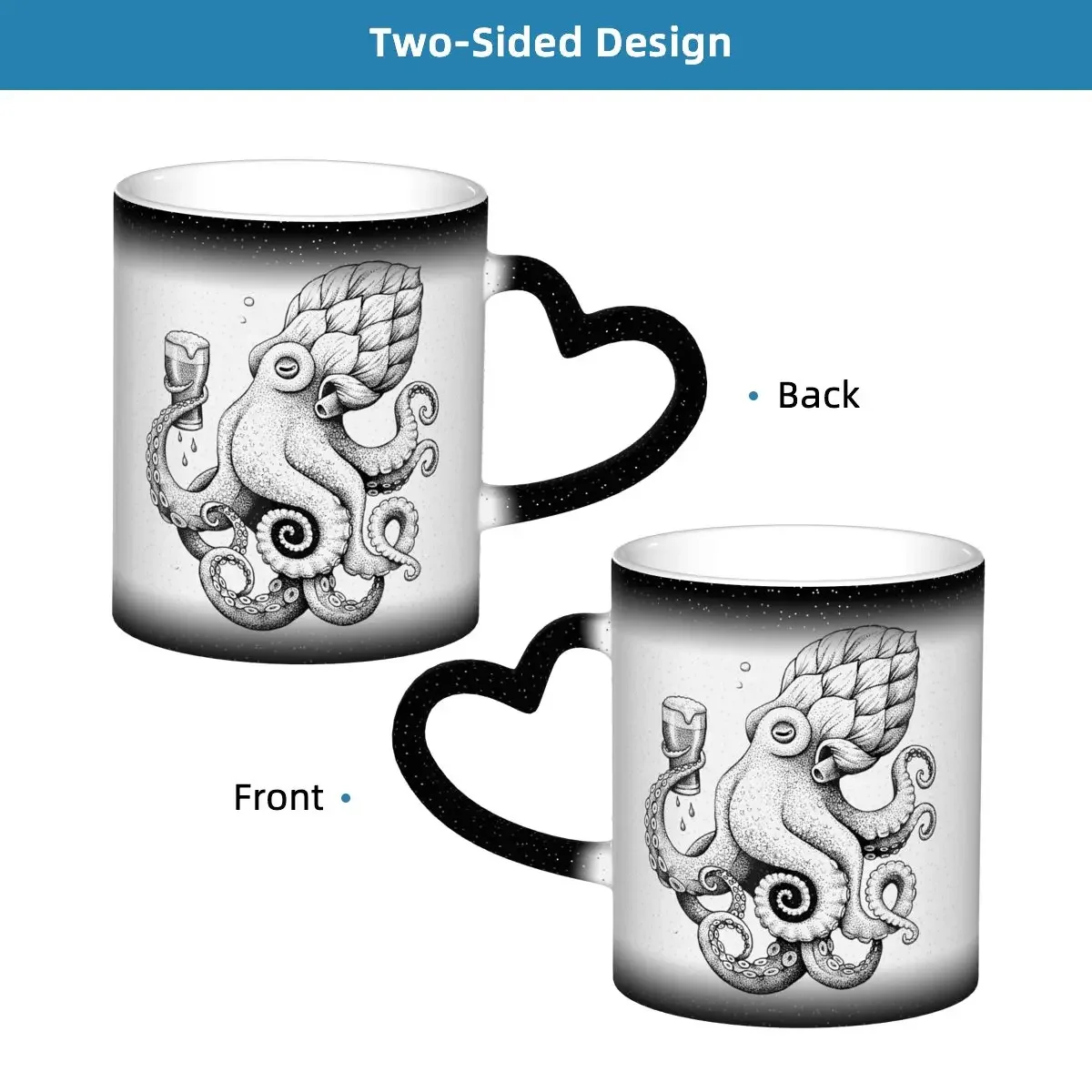 Hoptopus - The Beer Drinking Octopus Mug Funny Ceramic Coffee Cups Tea Mugs Milk Cup Drinkware Gifts for Woman Man