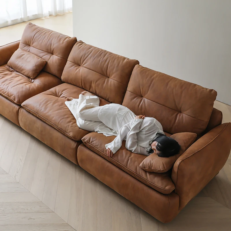 Hohe Rückenlehne, große Sitztiefe, Ecke, Anilinleder, Ledersofa