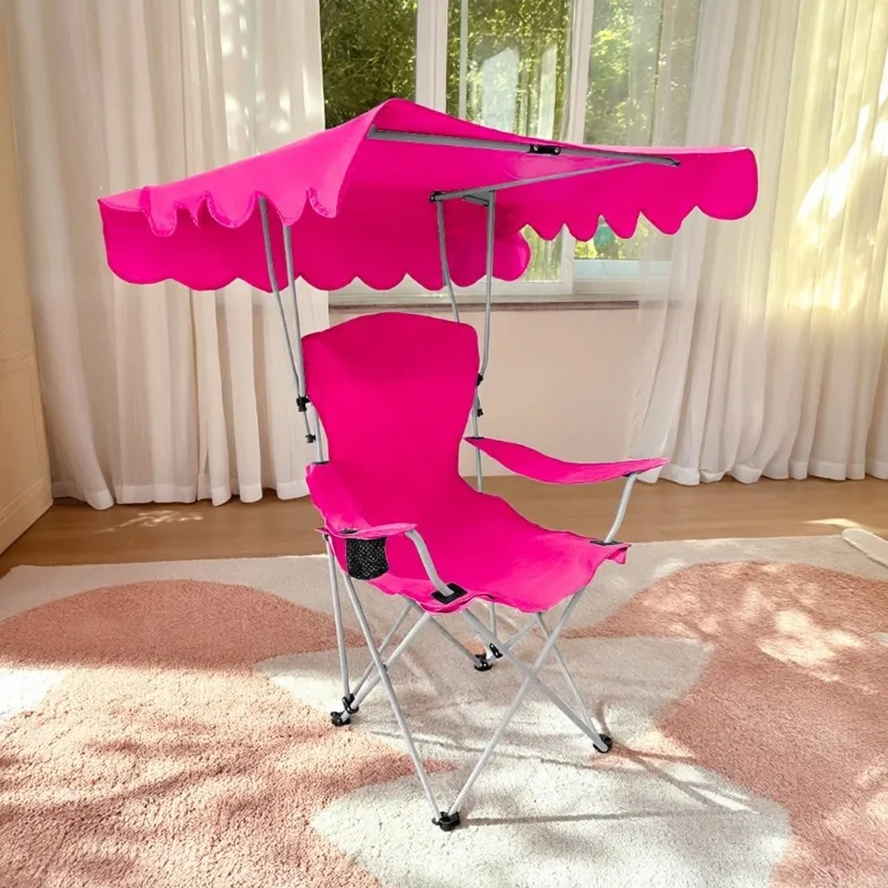 Outdoor Camping Folding Sunshade Chair With Canopy Ultra-light Beach  Portable Fishing Chair Picnic