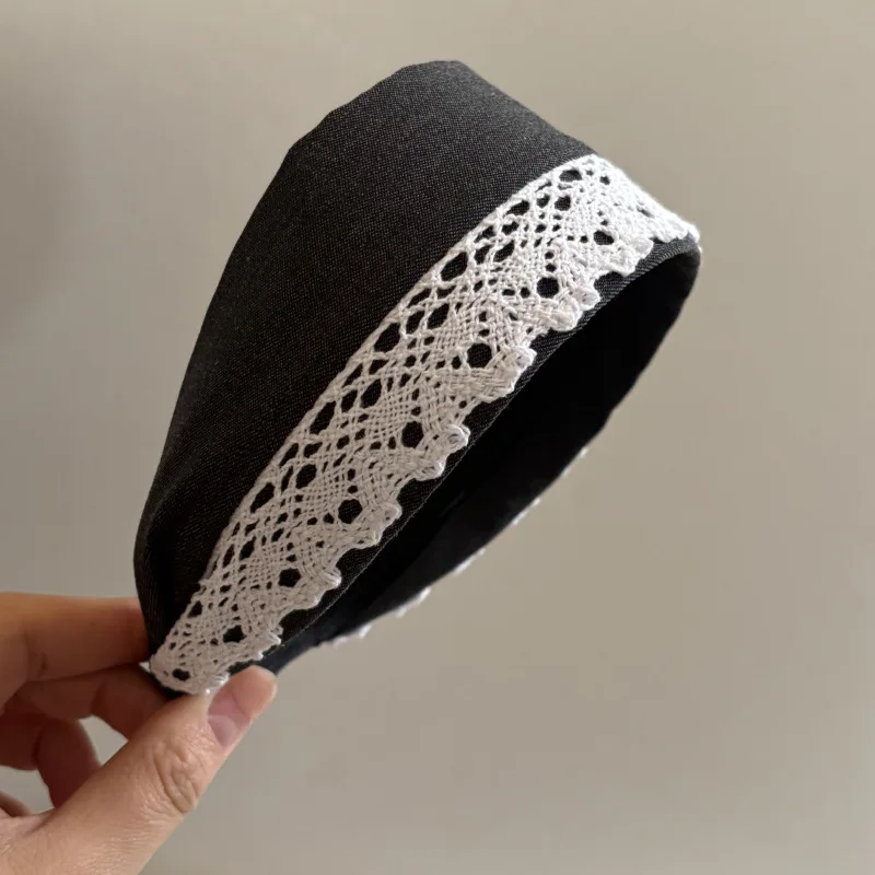 Französisch Stoff Breitkrempige Spitze Stirnband Neue Gesicht Waschen Make-Up Haarnadel Urlaub Geschenke Haar Accessoires Frauen Diademas – Detail 7