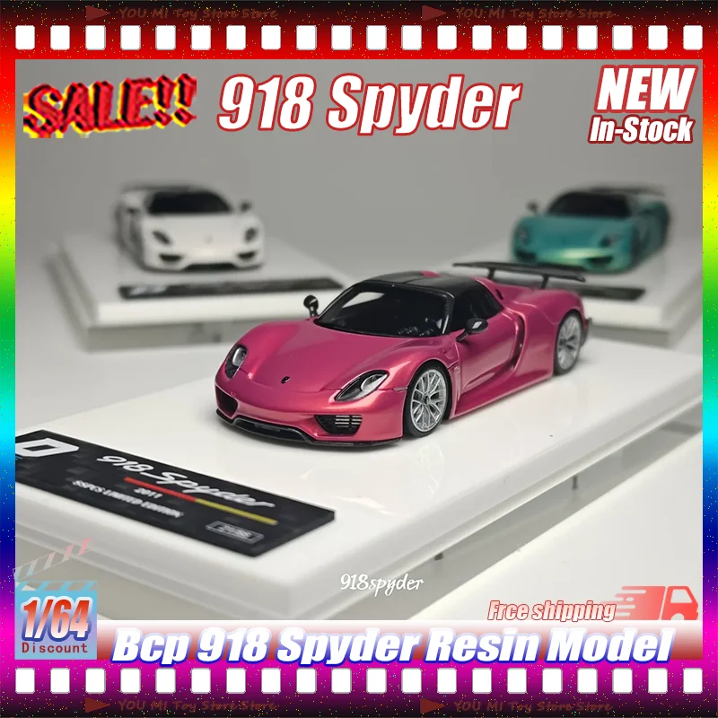 

1:64 In Stock Bcp Porsch 918 Spyder Hec Exhibition Limitation Resin Car Model Static Display Decor Car Collection Kids Toy Gifts