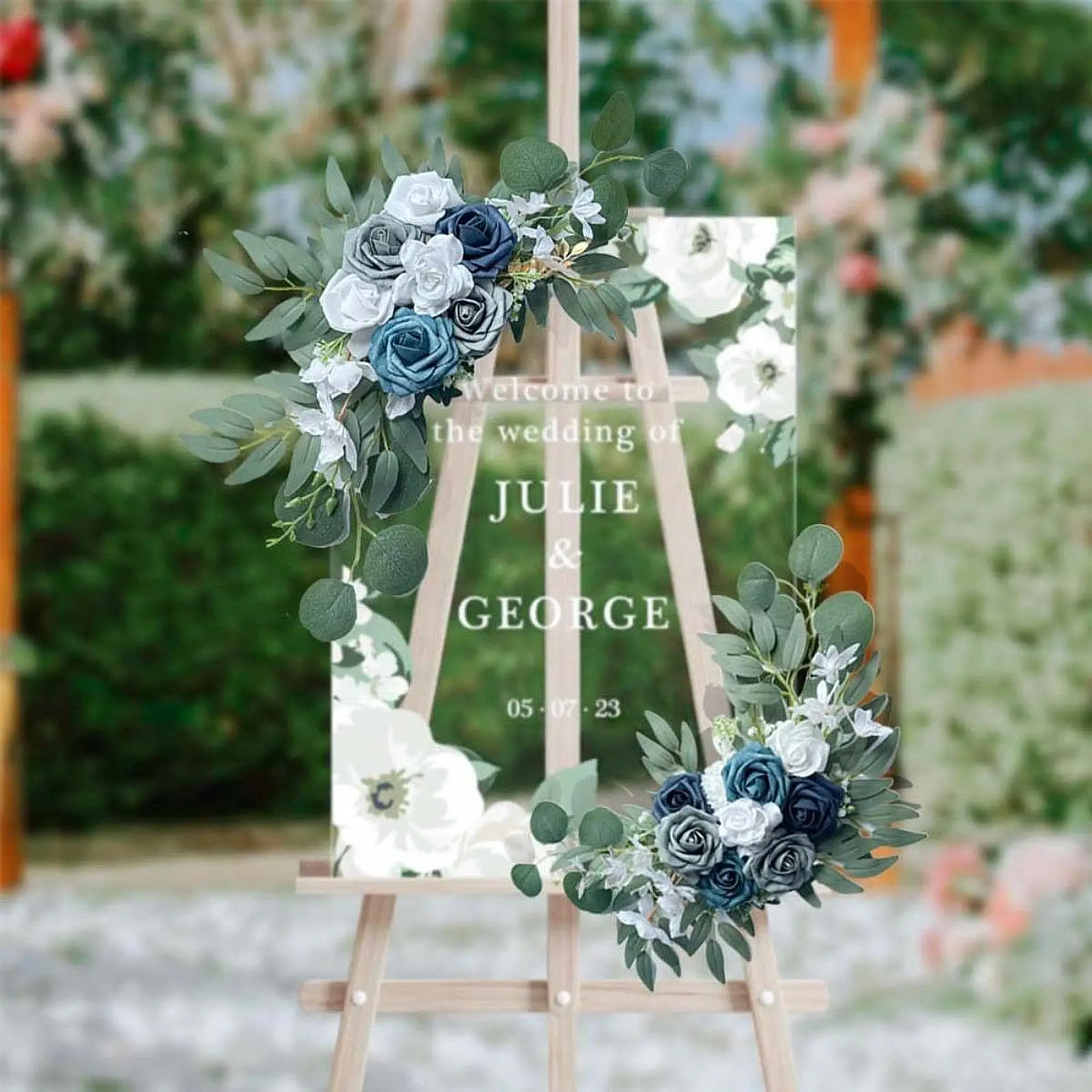 2x Wedding Arch Flowers Door Floral Garland Wedding Decoration Handmade Welcome Sign Floral Corner Flower Row for Home