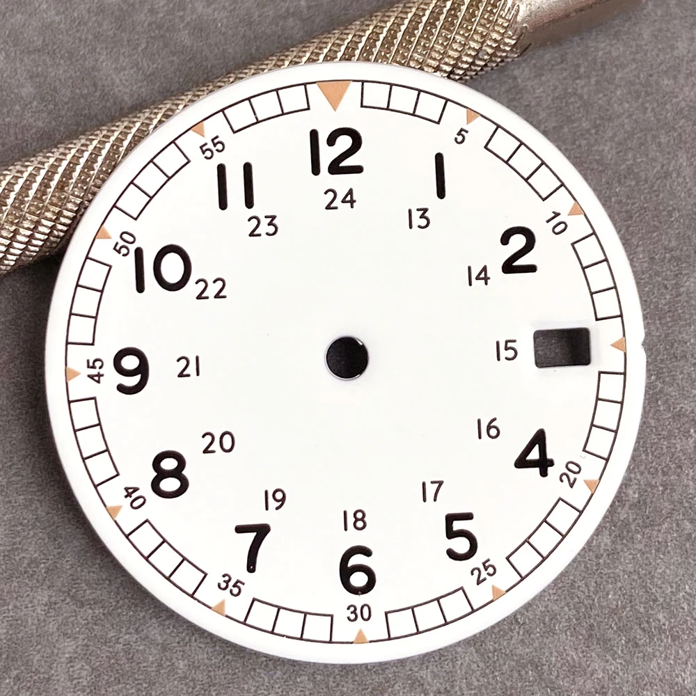 NH35A Uhr Ersatz Zifferblatt Pliot Zifferblatt für NH35 NH36 Automatische Männer Weiß Schwarz Lachs Zifferblätter Datum Fenster – Detail 2