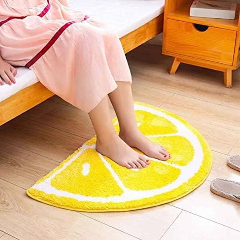 Home Entrance Rug Half Round Yellow Door Mat Dirt Trapping Rugs Non-Slip Absorbent Bath Rugs Bathtub Mat For Kids