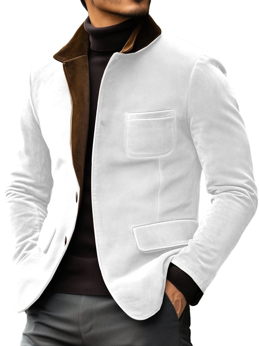 Outono inverno masculino casual camurça blazer jaqueta manga longa cor sólida único breasted botão moda jaquetas sob medida